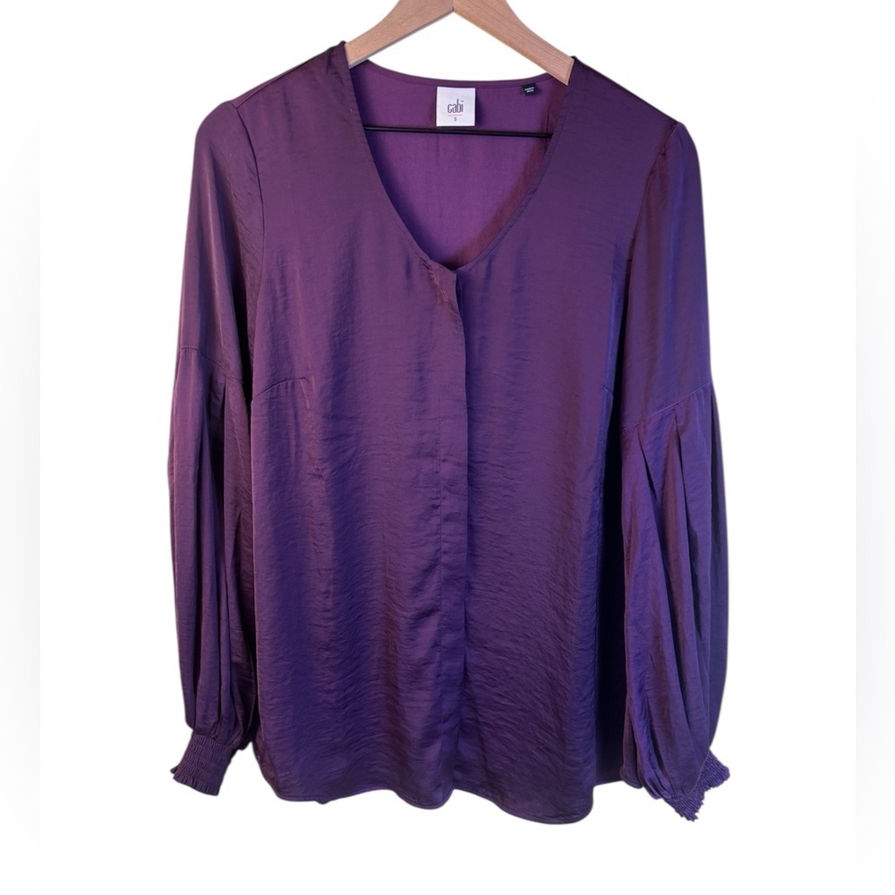 CAbi Deep Purple Plum Blouse for Women Hidden Buttons Size Small